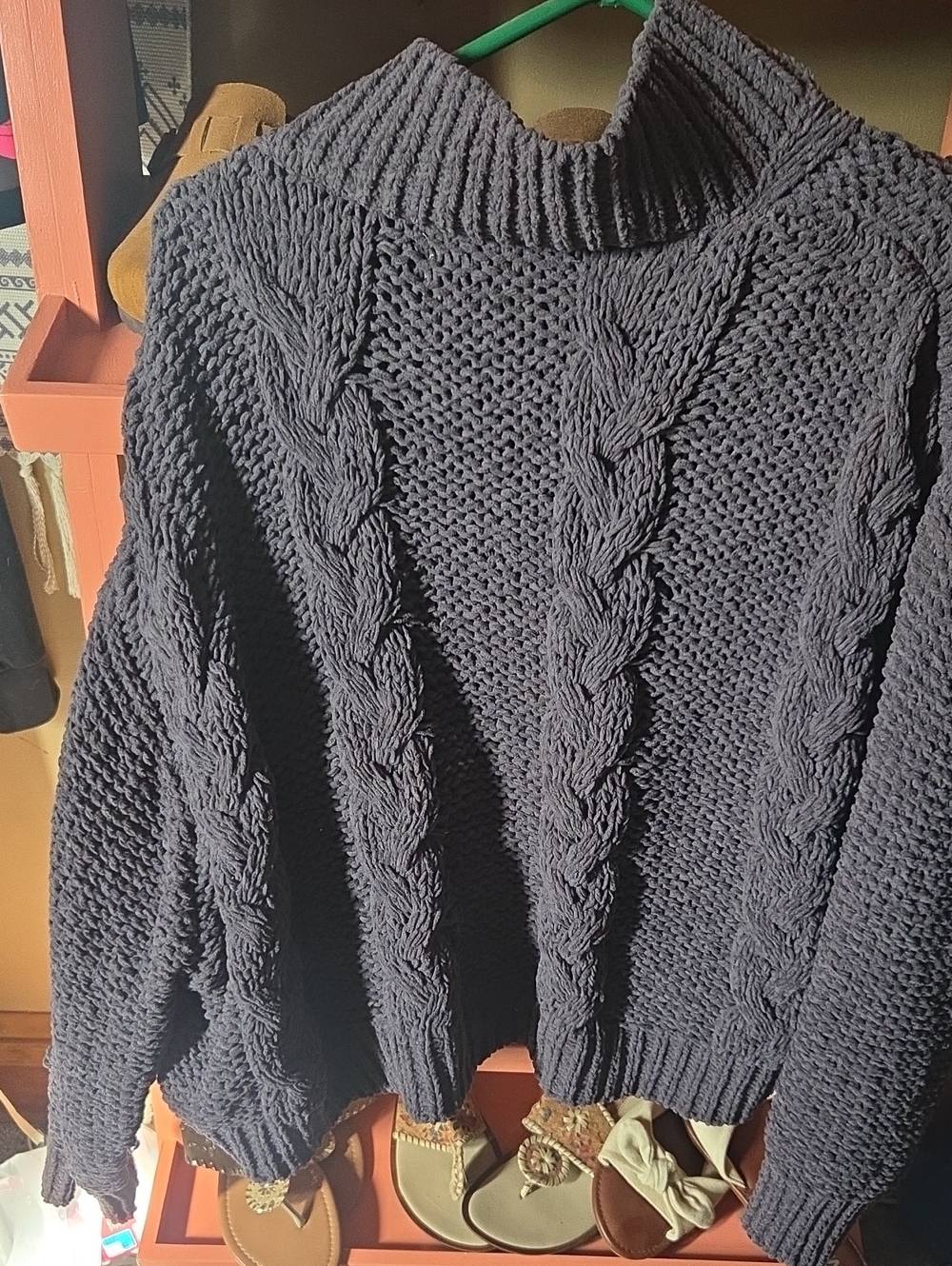 Cable Knit Turtleneck Sweater - grey